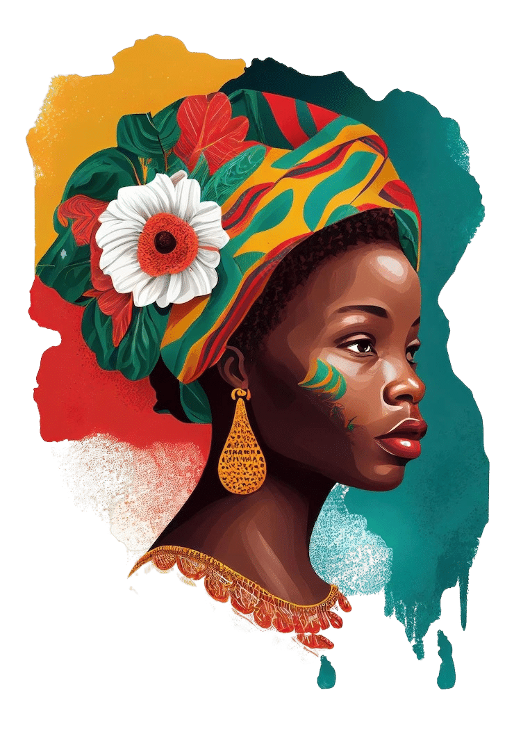 African Art: Woman in Vibrant Colors.